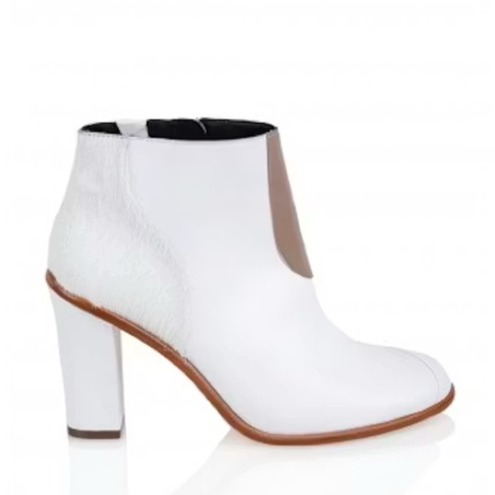Tibi White & Tan Calf Hair Naomi Booties